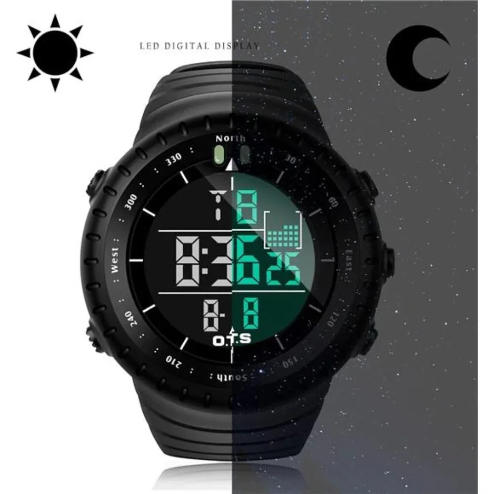Men's Digital Sports Watch Waterproof Tactical Watch with LED Backlight